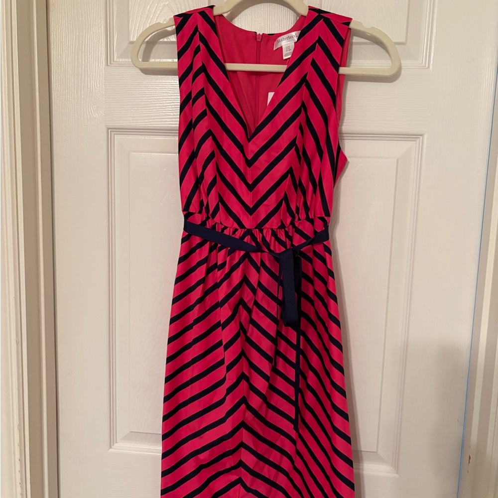 Motherhood Pink and Blue Sleeveless V-Neck Sundress